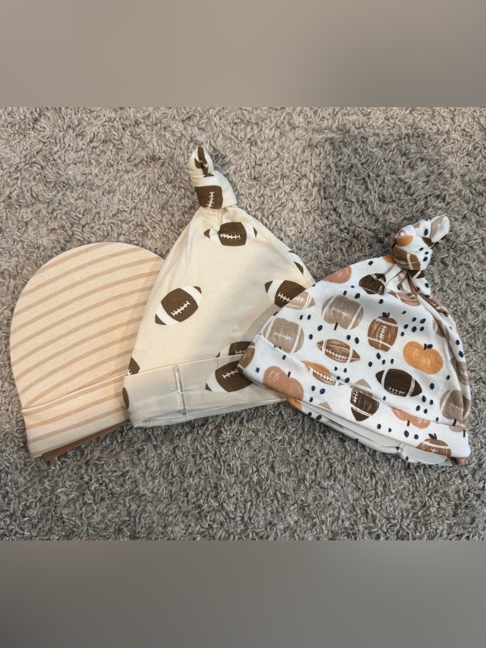 T.J.Maxx Neutral Baby Knot Hats in Cream, Brown & Tan